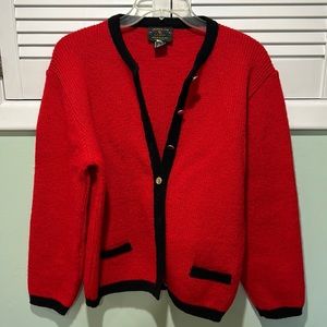 Red Wool Button Up Sweater